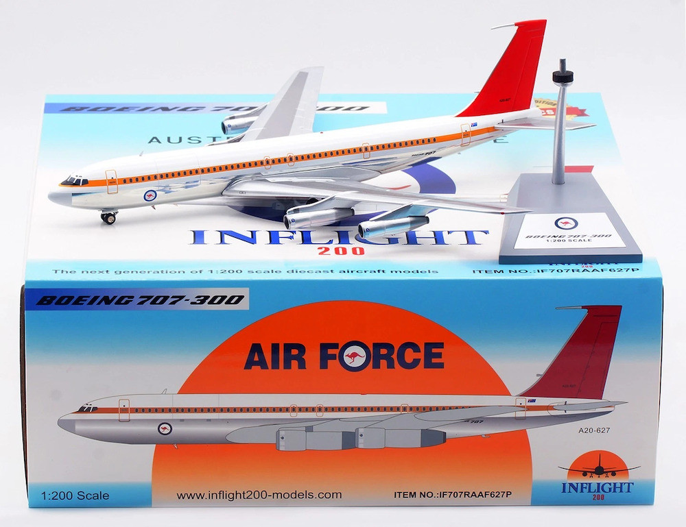 Inflight 200 RAAF Royal Australian Air Force Boeing 707-338C(KC) A20-627 With Stand Limited to 84 Models Worldwide Scale 1/200 IF707RAAF627P